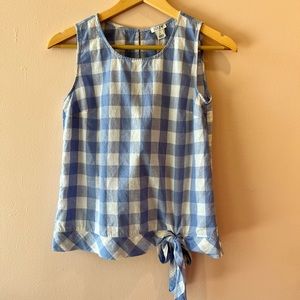 J.Crew Blue Gingham Linen Tank Top